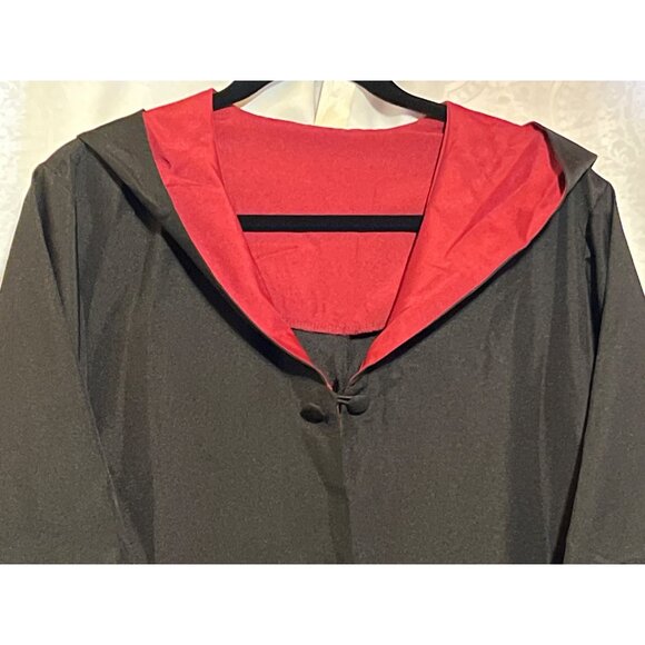 Black & Red Hooded large Cloak Robe With Satin Lining For Cosplay Or Costume Use - Picture 15 of 16
